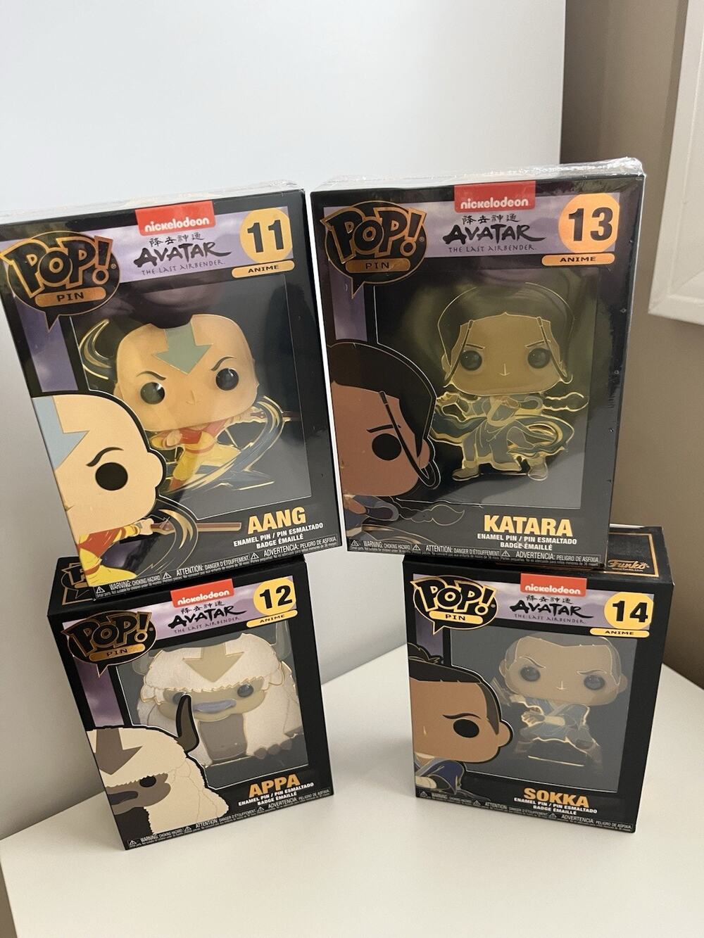 Complete Set of 4 Pop Pin Anime Avatar Sokka Aang Katara Appa 11-14 New Sealed